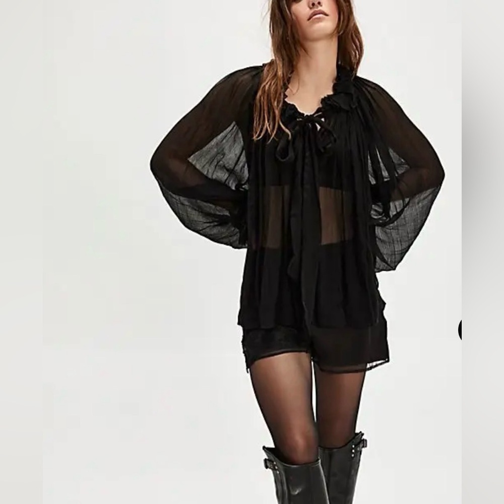Free People Chiffon Bow Blouse NWT Sold Out Online